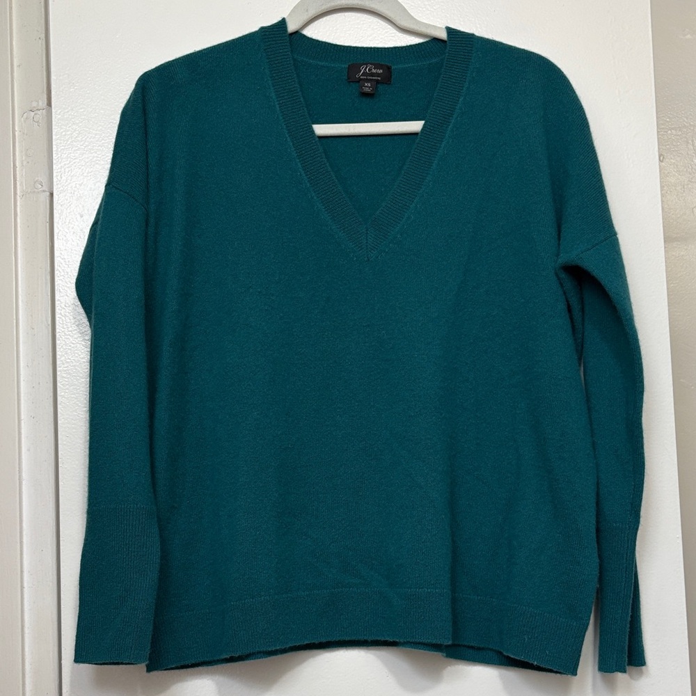 J. Crew Deep Teal V-Neck Sweater